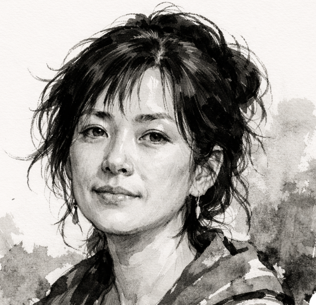Maya Chen — ink portrait